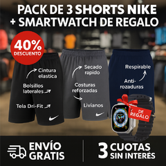 PACK DE TRES SHORT CON CALZA + SMARTWACH DE REGALO CON (-40% OFF) - comprar online